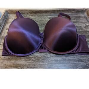 Torrid Curves Criss Cross Front Satin Purple Padded T Shirt Bra Size 42 DD